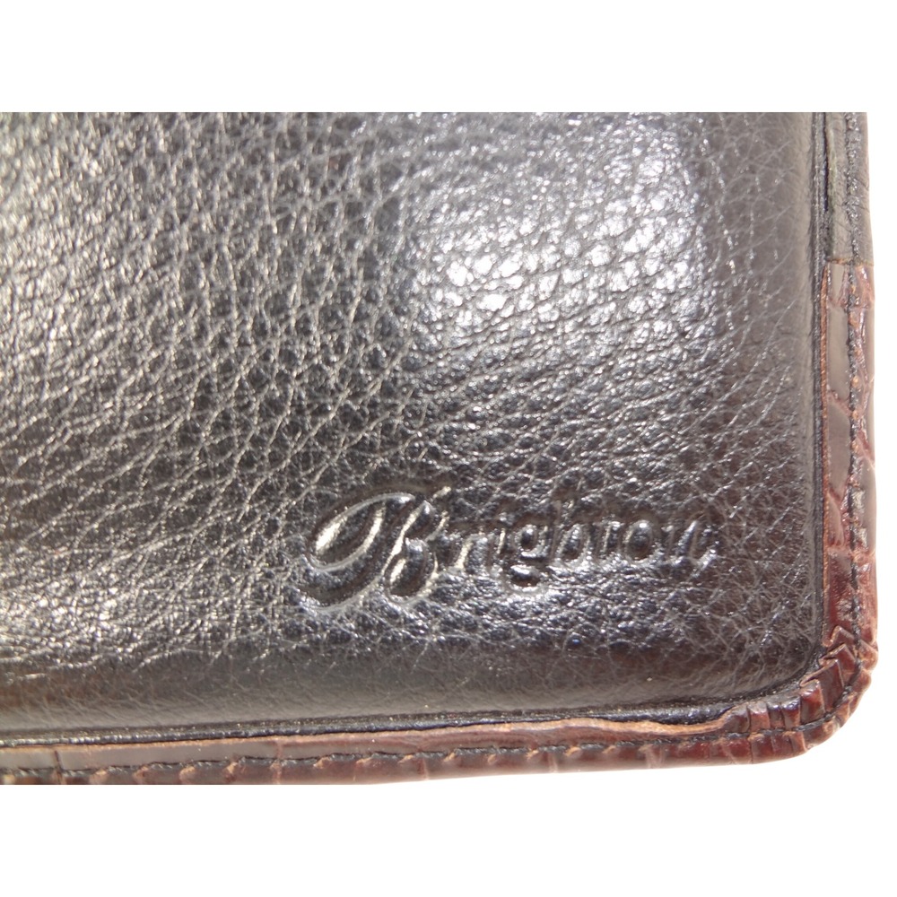 Brighton Black Pebble Leather‎ With Brown Croc Trim Wallet Flap Smap
